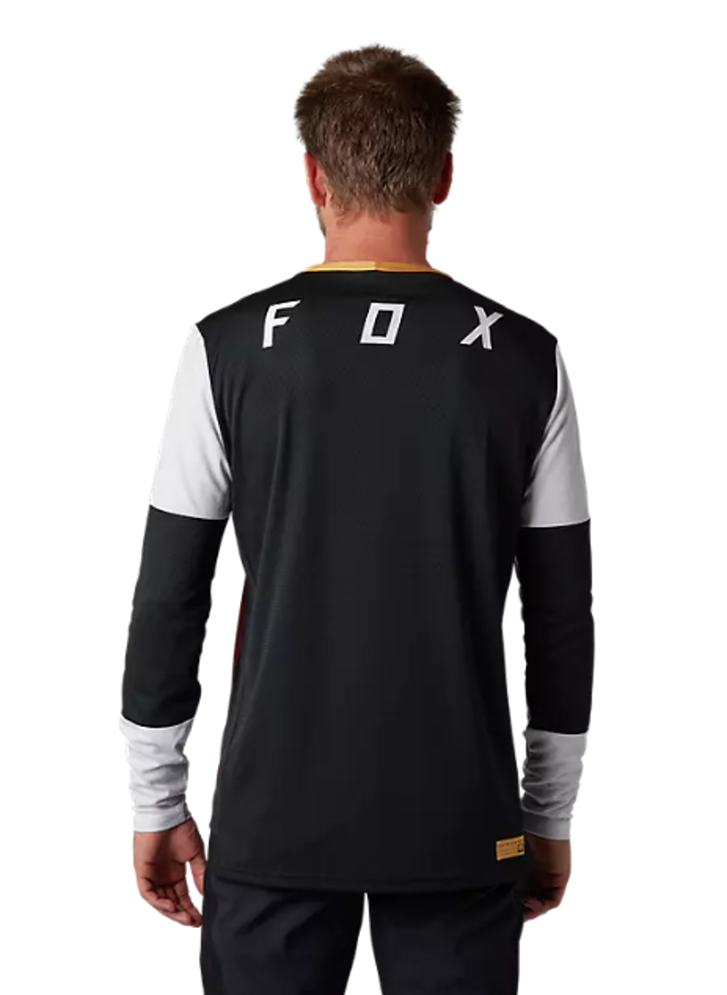Fox Racing Defend Long Sleeve Aurora Jersey in Black/White/Red-2